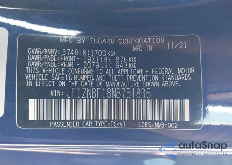 2022 Toyota Gr86 Premium z USA, uszkodzony, nr VIN JF1ZNBF18N8751835